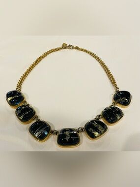 KARA Ross double strand gold necklace with black/gold pendants,length 19 inches